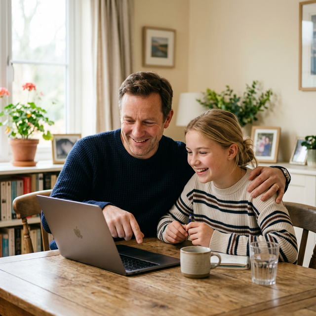 Eltern und Kind lernen gemeinsam